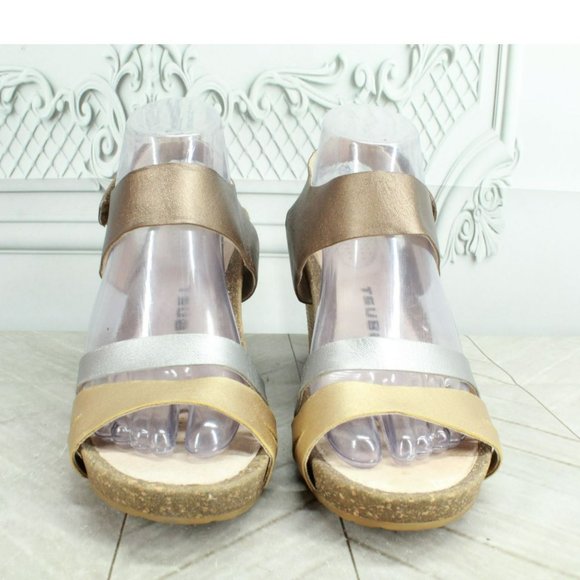 Tsubo Nilanti Multicolor Leather Adjustable Strap Wedge Sandals Size 9.5 - Picture 9 of 10